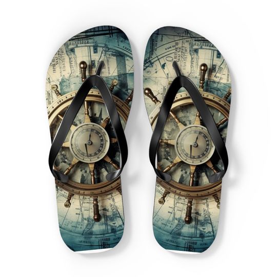 Mens NauticalTheme Flip Flops