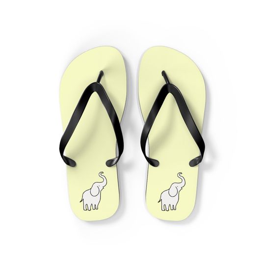 Elephant Icon Unisex Flip-Flops, Elephant Sandals Summer Flip-Flops, Elephants Lover Gift, Cute Elephant Thongs, Unisex Elephant Flip-Flops