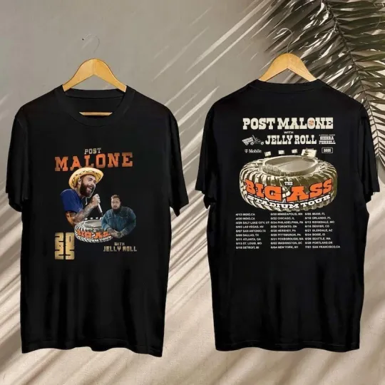 Discover 2025 Post Malone Big Ass Stadium Tour Shirt, Post Malone And Jelly Roll Shirt,