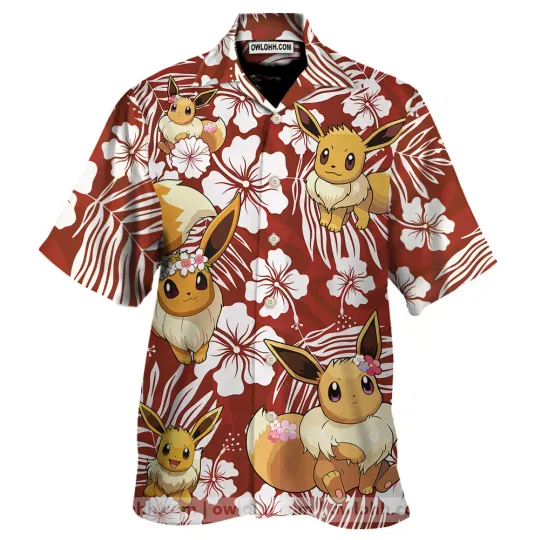 Eevee PKM Hawaiian Shirt Aloha Summer Beach Button Down