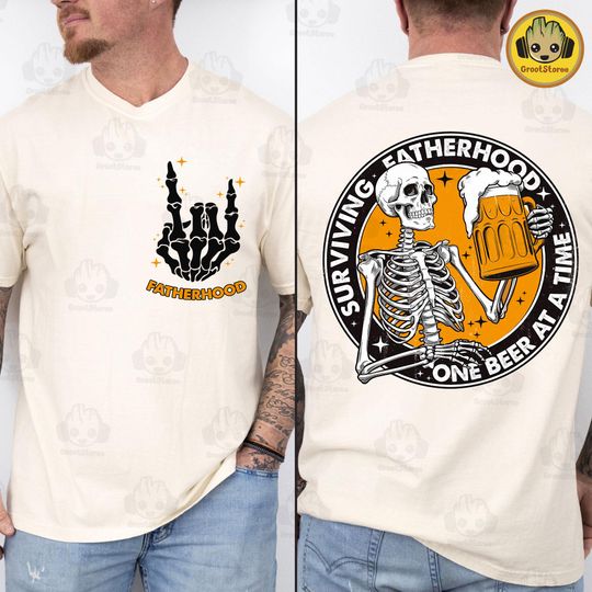 Funny Fathers Day Png, Surviving Fatherhood One Beer At A Time Png, Fathers Day Shirt Design Png, Drinking Dad Png, Happy Fathers Day Png