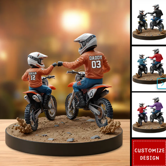 Dirt Bike Dad And Kid - Personalized Dirt Bike Shaped Acrylic Plaque