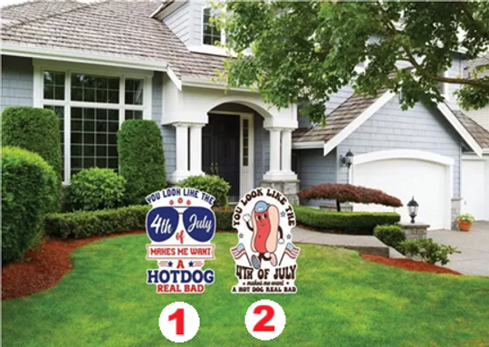 4th of July Hot Dog Sunglasses Patriotic Yard Sign Decor