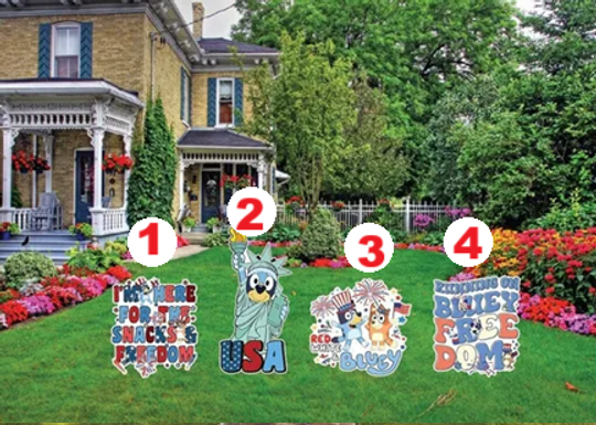 Patriotic BlueyDad fourth of July USA Independence Statue of Liberty Freedom Flag Red White Blue Stars Decoration Party Yard Sign Cut out