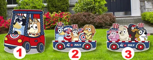 4th of July Train Decor, Independence Day Cutouts,  USA Party Decor, 4th of July Cutouts, USA Party decor, Family Dogs Train Cutouts