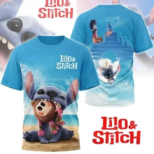 Lilo & Stitch Magical Castle 3D Printed T-Shirt