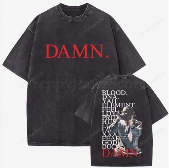 DAMN Kendrick Lamar Double Sided Shirt  Vintage Washed Rapper Tee, Hip Hop Streetwear