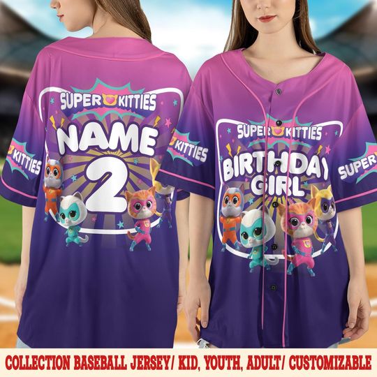 Discover Custom Superkitties Baseball Jersey, Superkitties Baseball Jersey Team, Disney Cartoon Jersey Shirt, Birthday Gift For Kids