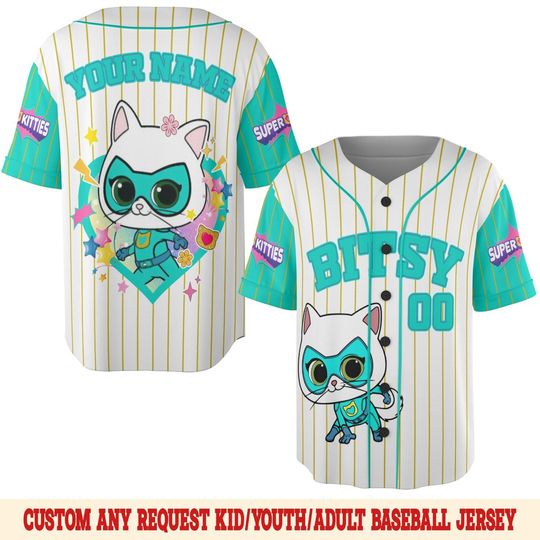 Custom Super Kitties Bitsy Baseball Jersey/Super Kitties Bitsy Baseball Jersey/WDW 2025 Trip/Disneyland Cats Baseball Jersey Shirt