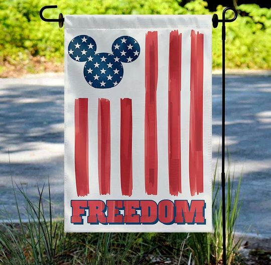 Mickey And Friends Disney Happy 4th Of July Garden Flag, Disney Independence Day Flag, Patriotic USA Flag, American Freedom