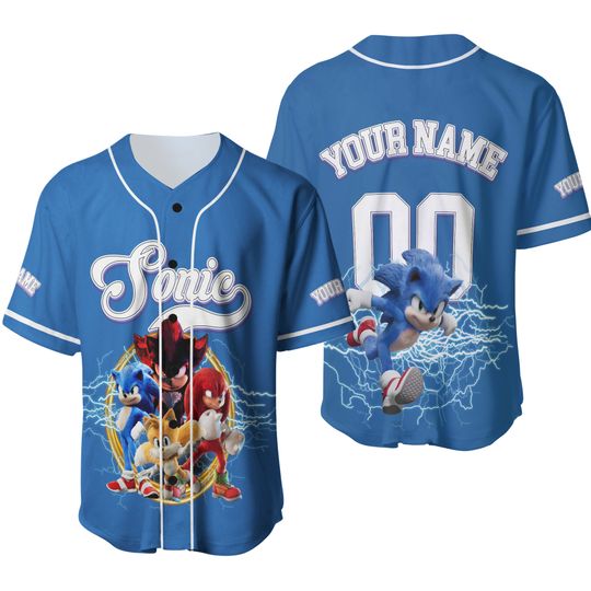 Sonic Birthday Baseball Jersey, Personalized Sonic Jersey for Kids, Sonic the Hedgehog Party Shirt, Custom Sonic Birthday Outfit