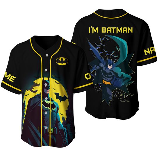 Custom Batman Baseball Jersey, Batman Halloween Shirt, Batman Superheroes Jersey