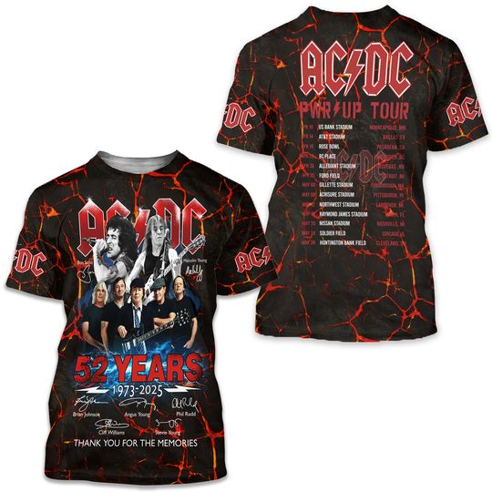 AC.DC 3D Apparel Power Up Tour 2025 US 3D T-Shirt, Music Tour 3D T-Shirt