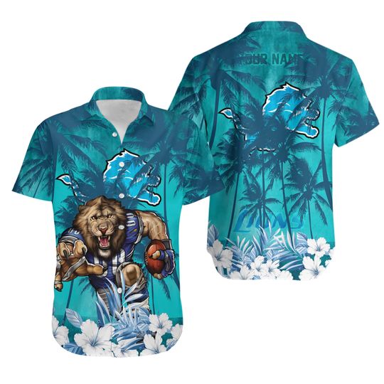 Personalized Detroit Lions Hawaiians Shirt, Game Day Football, Detroit Flower Hawaiians Shirt