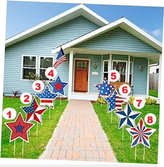 4th of July Yard Signs Patriotic Stars Yard Sign Independence Day Outdoor