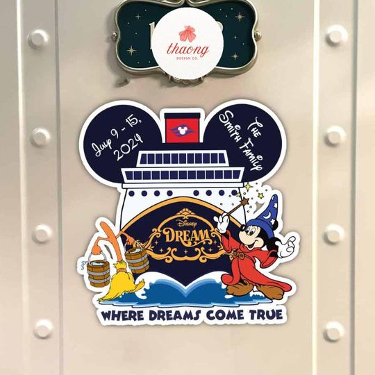 Personalized Disney Cruise Line magnet, Disney Wish Dream Magic Wonder Fantasy Treasure Cruise magnet, Family cruise door decor magnet