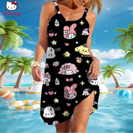 Hello Kitty Women's Sling Boho Summer Dress