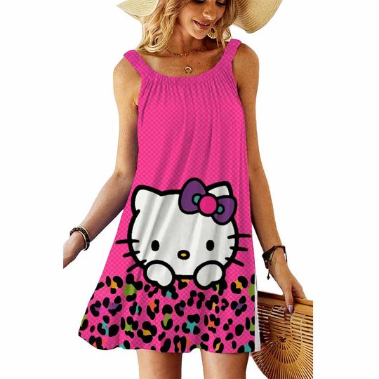 Hello Kitty Printed Women's Summer Sleeveless Dress