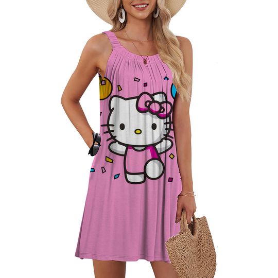 Hello Kitty Women Summer Sleeveless Sundress