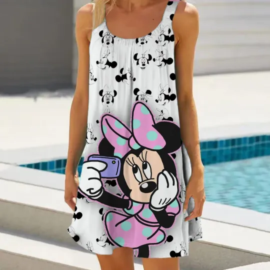Mickey Mouse Summer Sleeveless Mini Dress for Women
