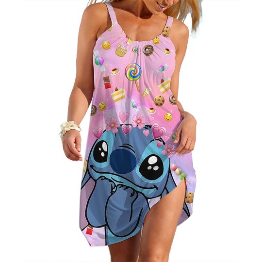 Women's Disney Stitch Sleeveless Summer Slip Dress