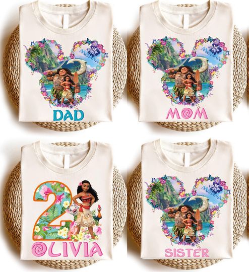 Moana Birthday T-Shirt, Princess Birthday Trip Shirt, Disney Family Shirt, Mom Dad Disney Tee, Disneyland Shirt, Maui Shirt, Moana 2 Movie