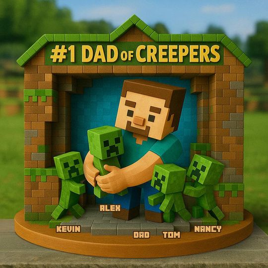 Minecraft Dad Shaped Plaque, Gamer Dad Acrylic Block, Personalized DadCraft Shaped Acrylic Plaque, Minecraft Father Day Gift, Gift For Dad