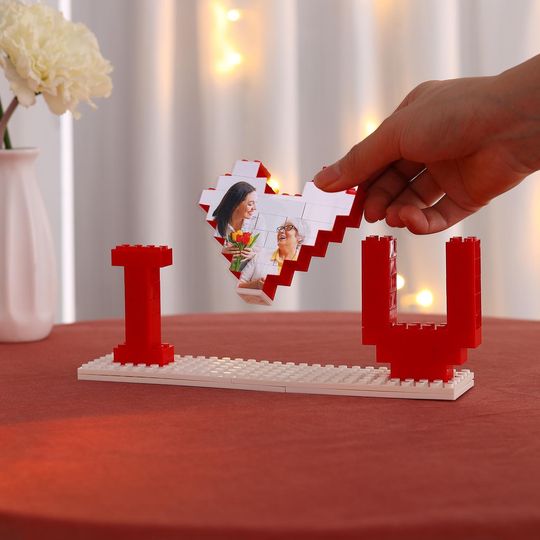 Personalized Building Blocks Puzzle with Photo, I Love You Block Puzzle, Valentine's Gifts for Her,  Anniversary Gift, Mother's Day Gift