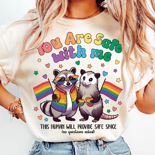 You Are Safe With Me Gay Pride Funny Raccoon LGBT Png, Rainbow LGBT Pride Flag Png, Gay Lesbian png, Lgbtq Shirt, Lgbt Pride Month Png