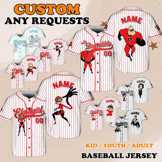 Pixar Incredibles Characters Jersey, Elastigirl Violet Dash Jack Jack Jersey, Incredibles Costume Jersey, Disney Family Shirts, QJ16