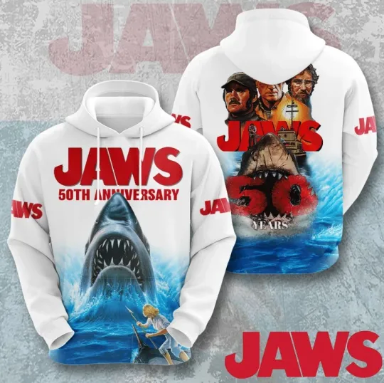 Jaws 50th Anniversary 3D Hoodie All Sizes Fan Edition