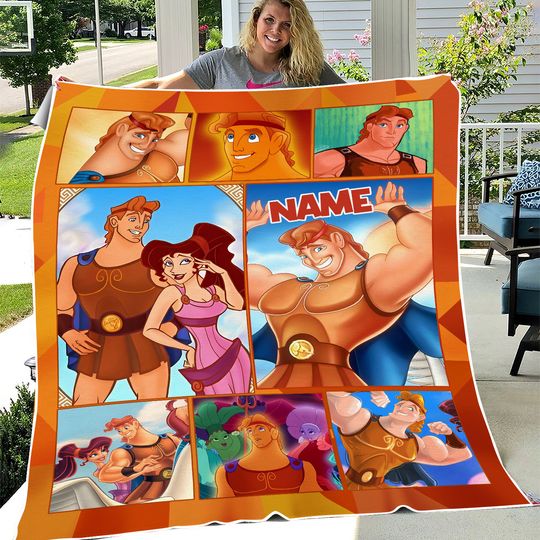 Custom Disney Hercules Blanket, Custom Name Megara Hercules Diva The Muses Birthday Boy, WDW Disneyland Villain Hades Gift