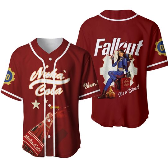 Falllout Nuka Cola Red Design Personalized Baseball Jersey
