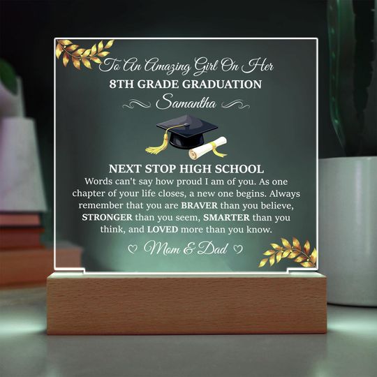 8th Grade Graduation Gifts for Girl, Junior Graduation Present, Gift for High Middle School Graduation, Graduation Plaque for 8th Grade
