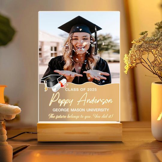 Personalized Night Light Graduates Plaque, Graduation 2025 Custom Photo, Congratulations Grad, Gifts for Graduate, Highschool, College Gift