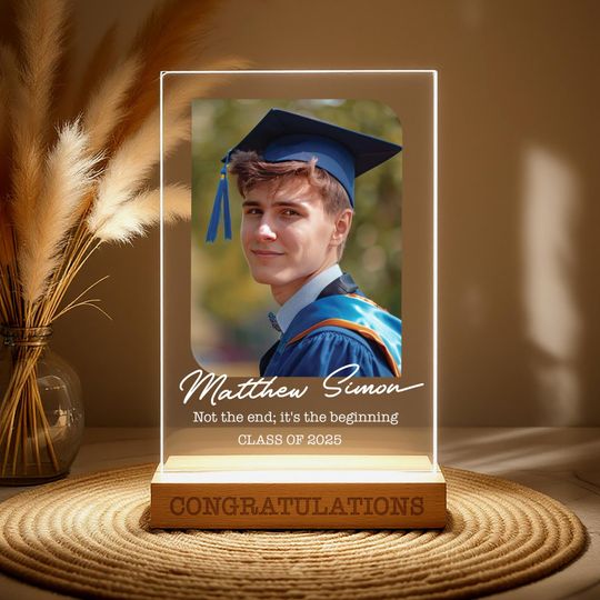Graduate Photo Acrylic Plaque, Graduation Name Sign, Class 2025 Display, Grad Picture Gift, Graduation Gifts, High School Graduate Presents