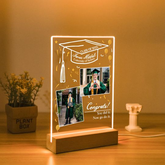 Discover Personalised Graduation Night Light,LED Lamp for Graduates with Photo Name,Perfect Gift for Graduation Day,Graduation Keepsake,Room Decor