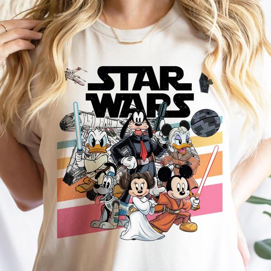 Star Wars Mickey And Friends Shirt, Disney Mickey Han Solo T-Shirt, Goofy Stormtrooper Shirts, Donald Duck Jedi Shirt, Galaxy's Edge Tees