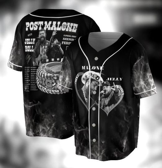 Post Malone Jelly Roll BAseball Jersey, Jelly Roll Concert Jersey, Post Merch