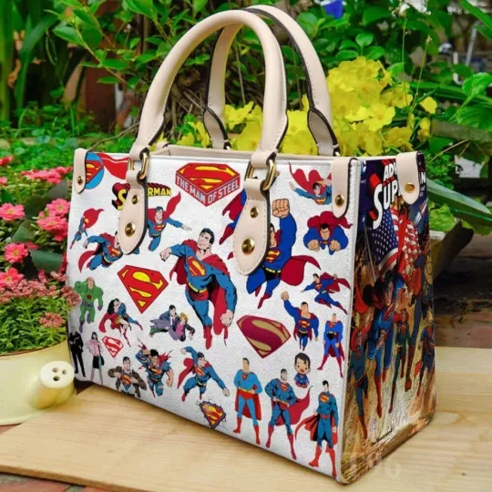 Superman Leather Handbag, Super Hero Lovers Leather Bag Gift