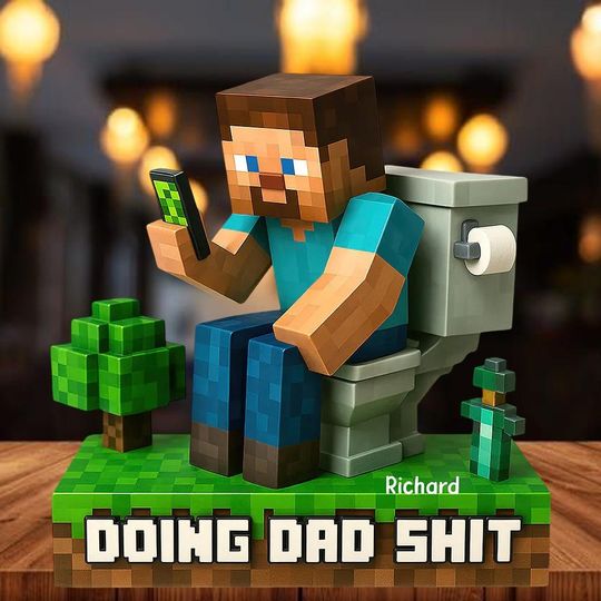 Personalized Doing Dad Sh*t Acrylic Plaque, Minecraft Dad Custom Name Plaque, Funny Minecraft Decoration For Dad, Daddy 2025 Gifts