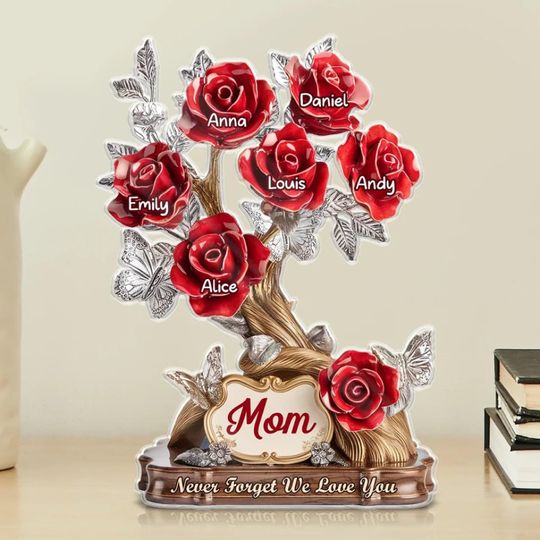 Personalized Mother's Day Gift, Rose Flower Plaque, Gift For Mom Acrylic Plaque, Grandma Gift, Flower Decoration