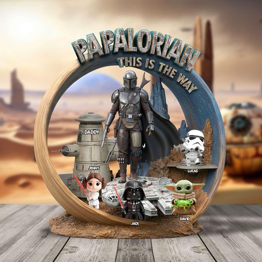 Personalized Star Wars Shaped Plaque, Star Wars Father Day Acrylic Plaque, Dadalorian Custom Decor, Gift For Dad, Disney Movie Plaque