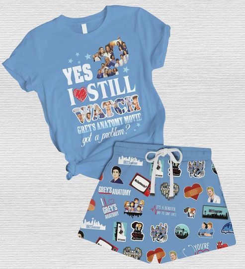 Grey's Anatomy Tshirt, Nurse Pajamas Set, Grey's Anatomy Anniversary 2025 Shirt, Women Shorts, Hospital Movie Set Pjs, Girly Sleepwear