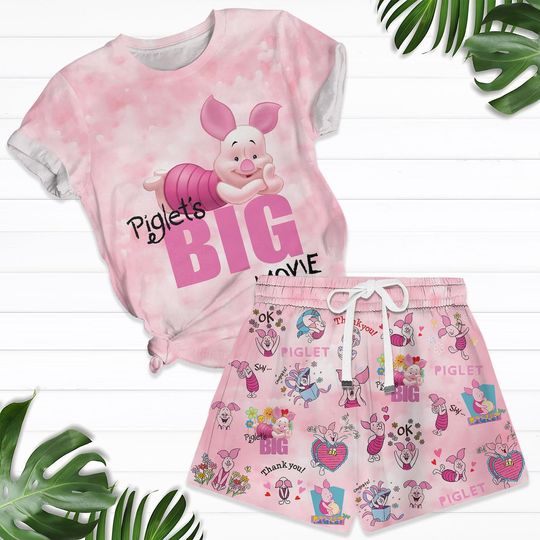 Disney Piglet Shirt/Shorts, Piglet Pajamas Set, Winnie The Pooh Pajamas For Women, Pooh And Friends Shirt, Summer Pants, Disneyland Tee