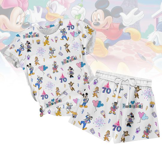 Disneyland 70th Anniversary Shirt And Shorts Set, Disney Trip Outfit 2025, Matching Family Clothes, Disneyland Summer Pajamas Sets