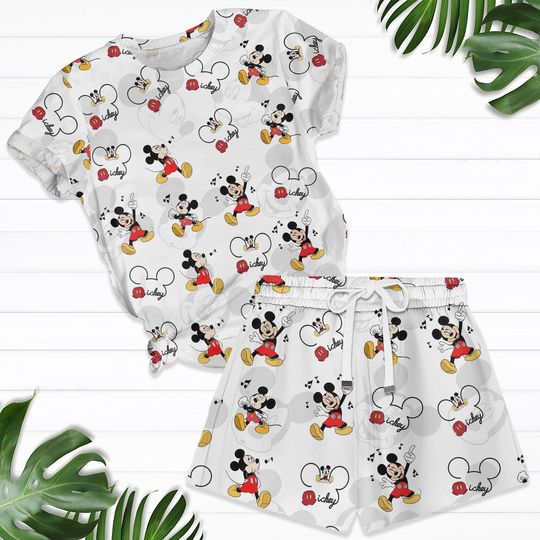Disney Mickey Mouse Shirt And Shorts Set, Disney Summer Pajamas Sets, Matching Family Vacation Shirt, Mickey And Friends Summer Outfit