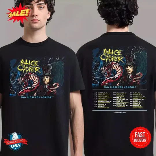 Alice Cooper 2025 T-Shirt, Too Close For Comfort Tour 2025 Shirt