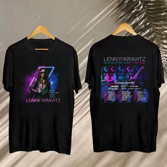 2025 Lenny Kravitz Blue Electric Light Tour Shirt, Lenny Kravitz Concert
