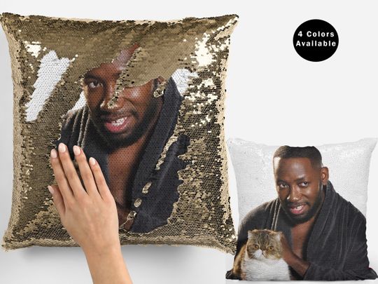 Lamorne Morris Sequin Pillow Cover, Celebrity Flip Pillowcase, Fan Gift Idea
